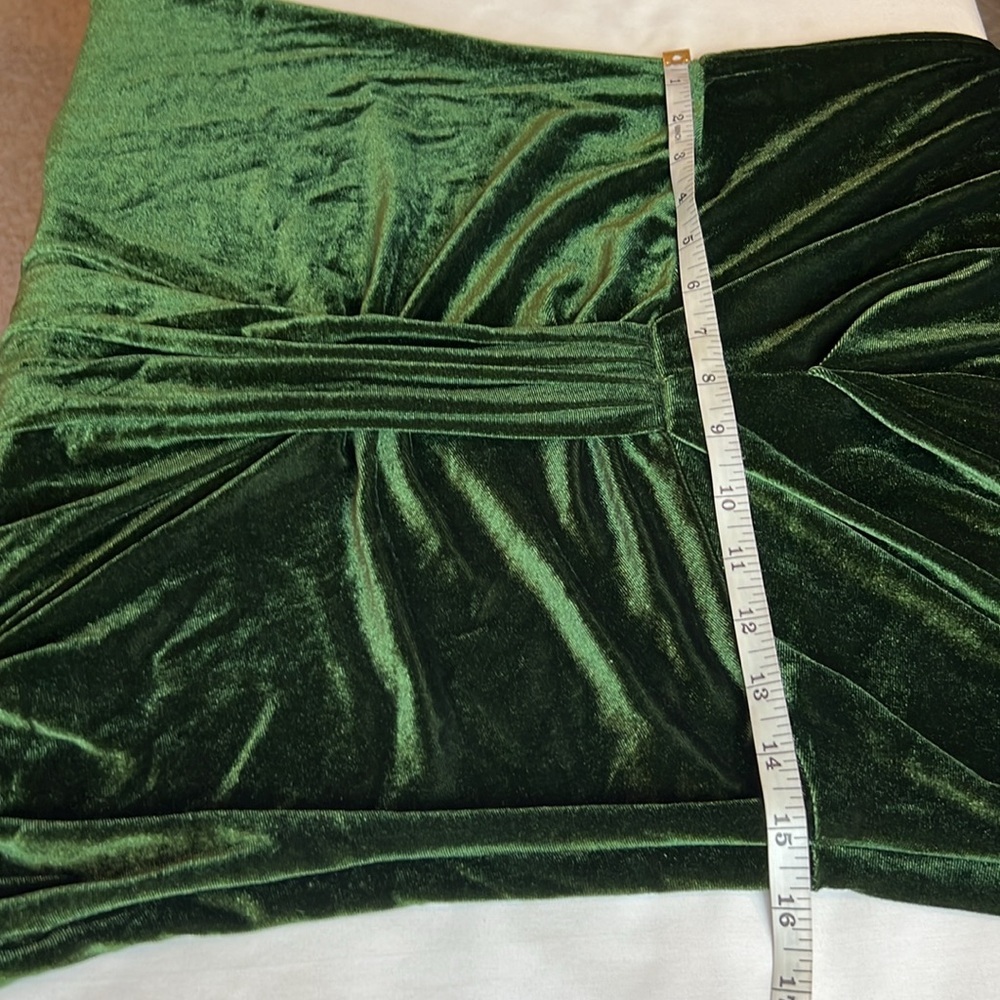 Elegant Green Velvet festival, Holliday Whimsygoth MIDI V Neck Dress SZ L - Picture 10 of 11